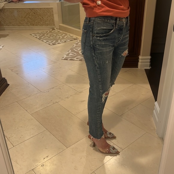 Moussy Vintage Distressed Cropped Frayed Ankle Skinny Jeans 25 - Picture 5 of 10